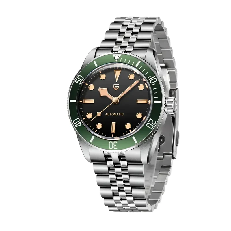 Pagani Design Black Bay Black Dial Green Bezel Men's Watch- PD-1812